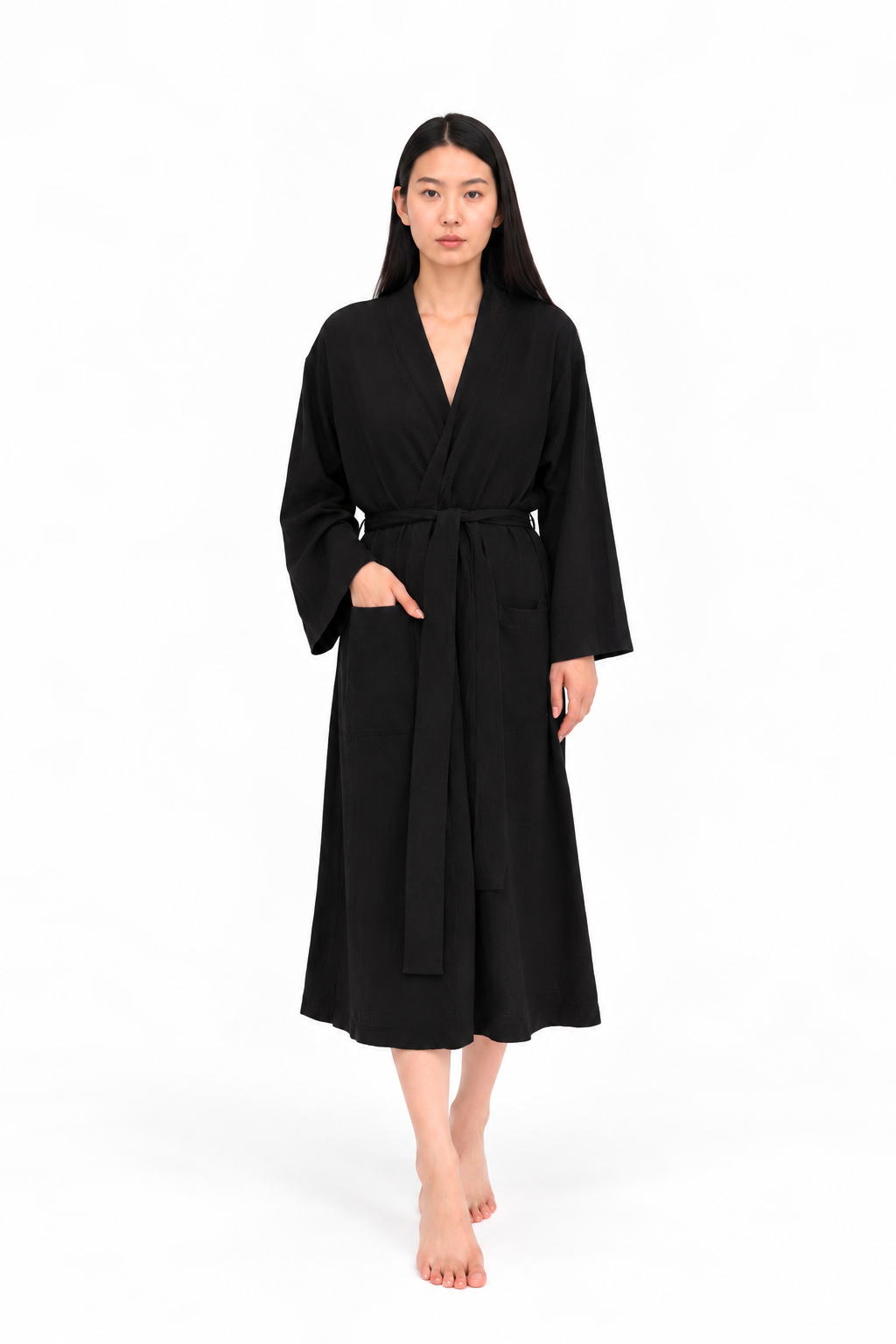 BILY Signature Luxury Knit Robe-Noir Black