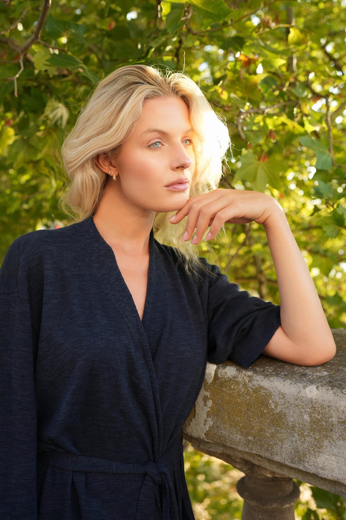 BILY Signature Luxury Knit Robe-Midnight Navy
