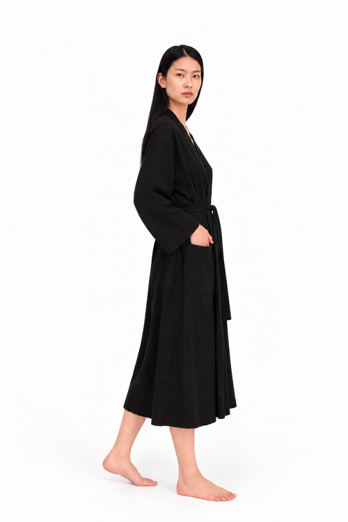 BILY Signature Luxury Knit Robe-Noir Black